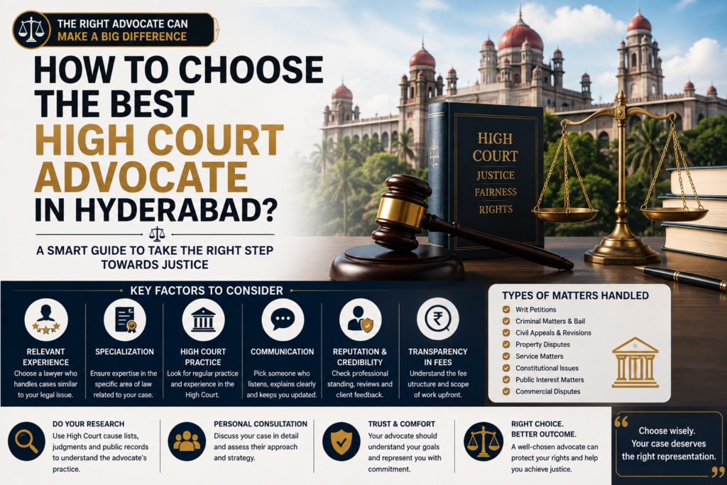 Best High Court Advocate in Hyderabad – Guide to Choosing the Right Advocate