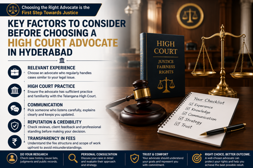 Best High Court Advocate in Hyderabad – Guide to Choosing the Right Advocate